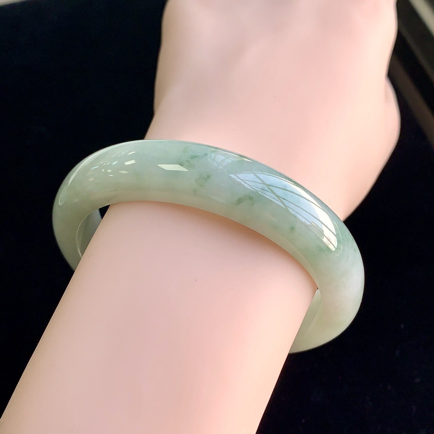 泗隆珠宝-缅甸天然A货翡翠手镯玉石玉器镯子 飘花手镯57圈口