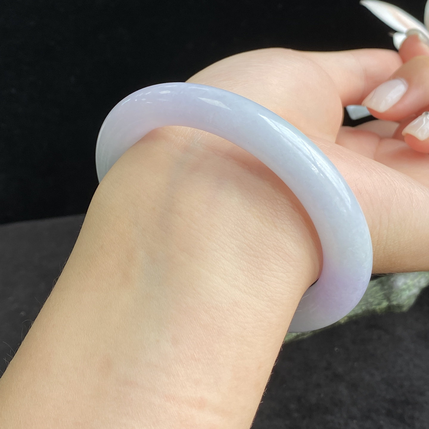 泗隆珠宝-缅甸天然A货翡翠手镯玉石玉器镯子 糯种春彩圆条手镯