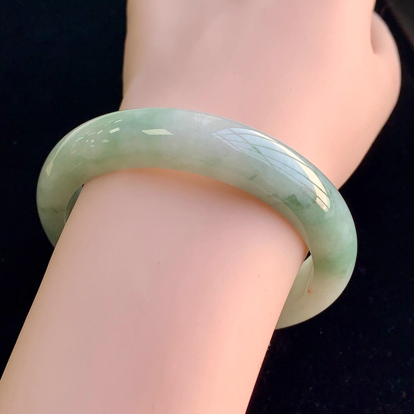 泗隆珠宝-缅甸天然A货翡翠手镯玉石玉器镯子 飘花手镯54.7圈口