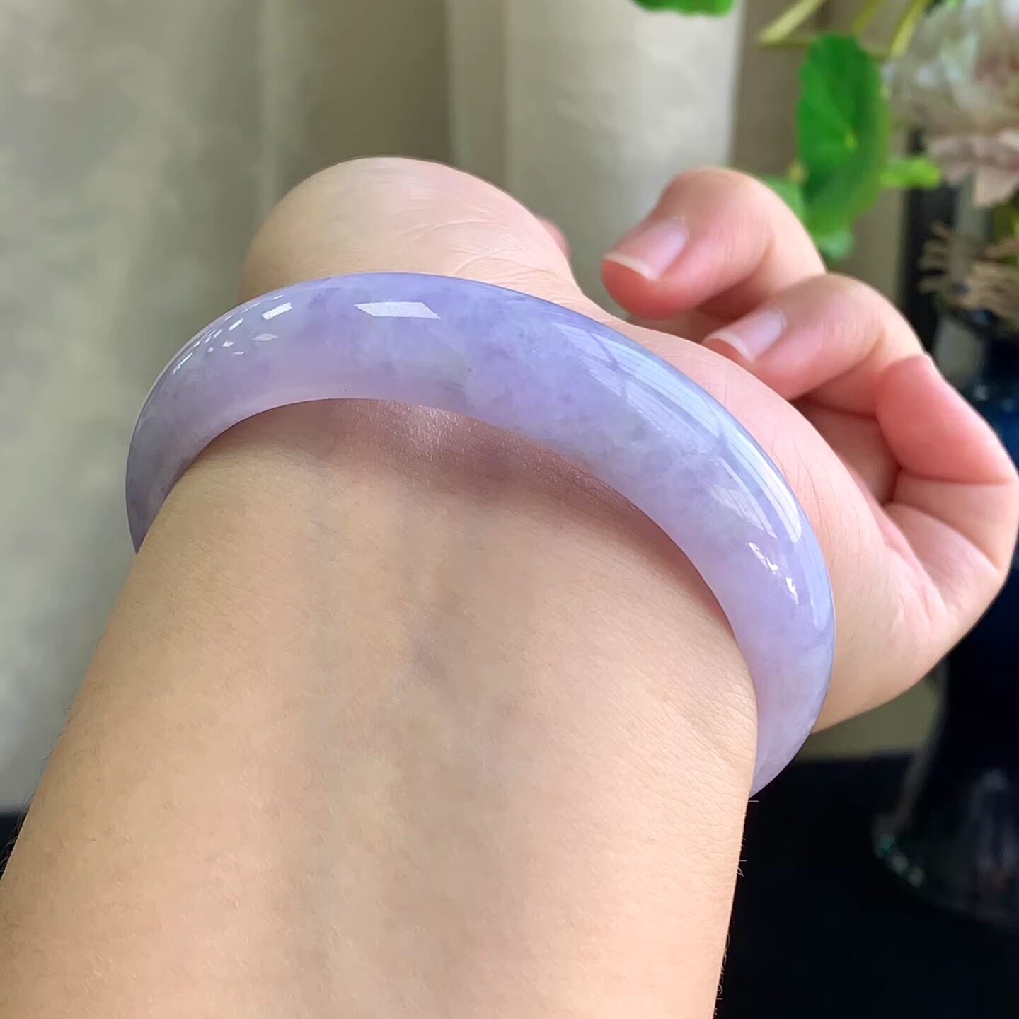 泗隆珠宝-缅甸天然A货翡翠手镯玉石玉器镯子 紫罗兰手镯57大圈口