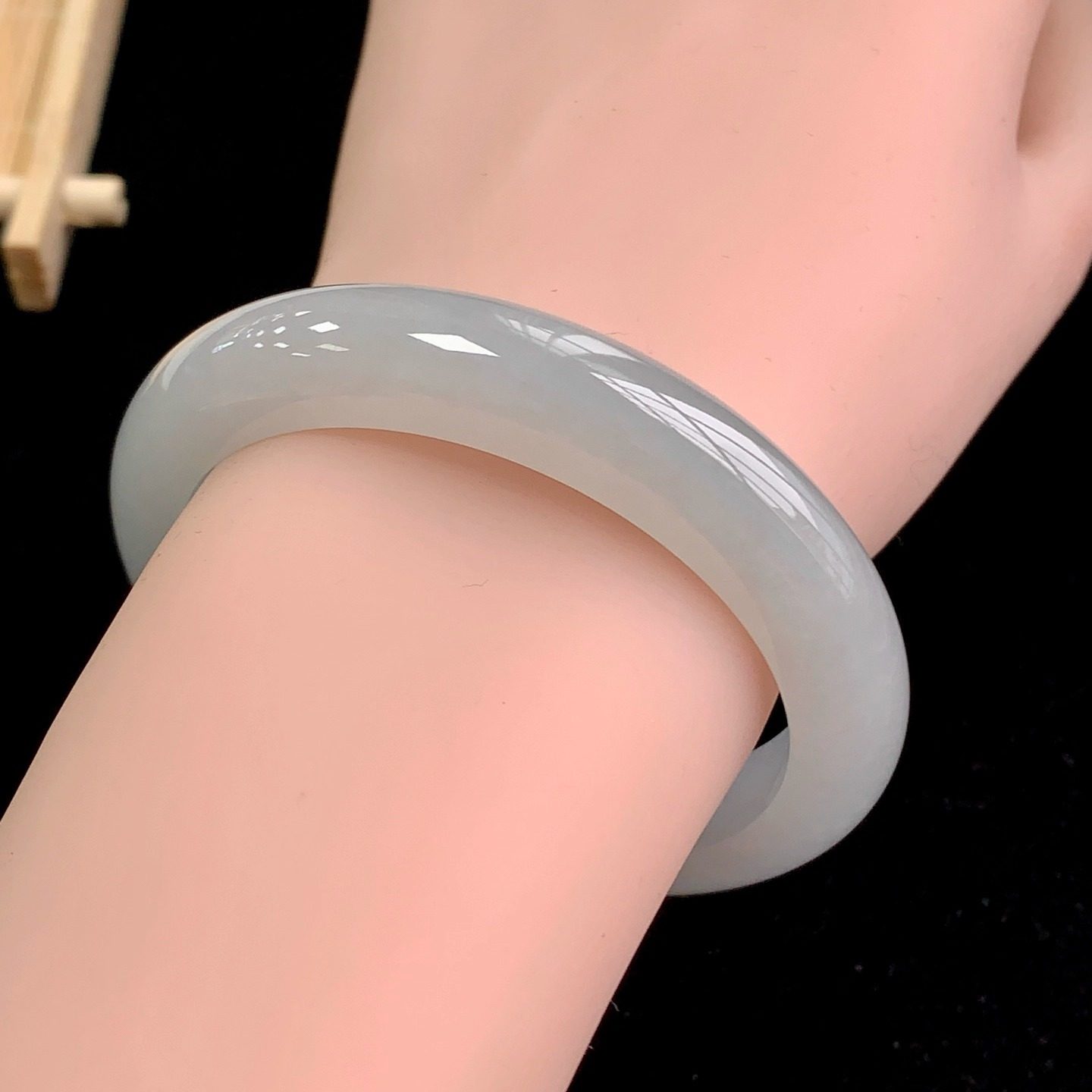 泗隆珠宝-缅甸天然A货翡翠手镯玉石玉器镯子 糯冰种手镯55圈口