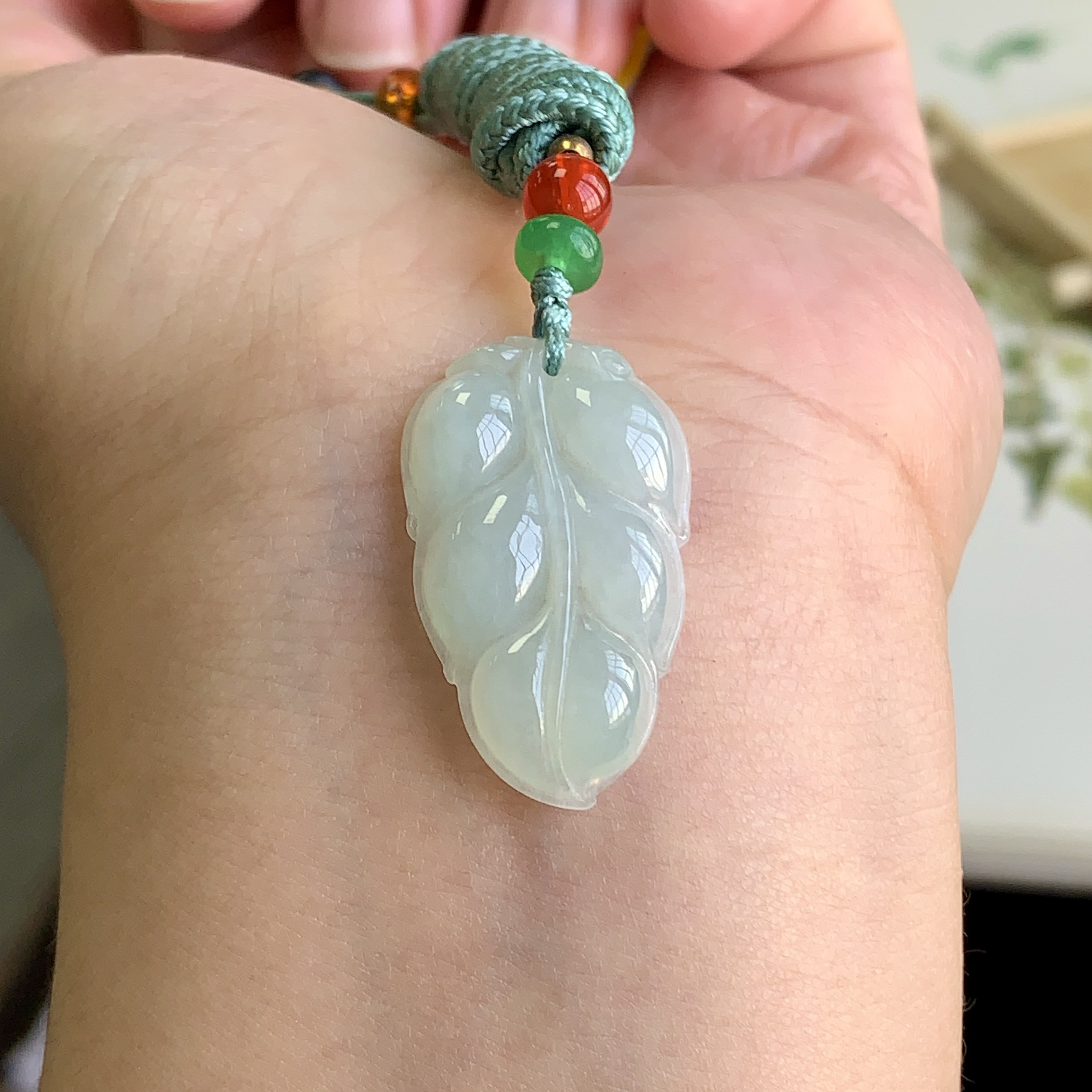泗隆珠宝-天然A货翡翠叶子吊坠 缅甸玉石冰糯种树叶翡翠挂件