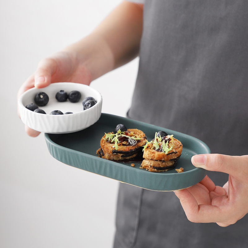 北欧家用网红餐具创意长方形陶瓷