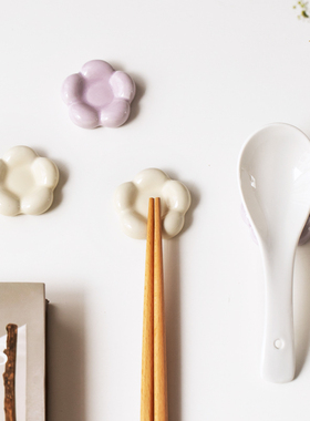 3高颜值简约家用陶瓷筷子架托筷子拖筷托餐桌筷枕垫匙勺子拖汤勺