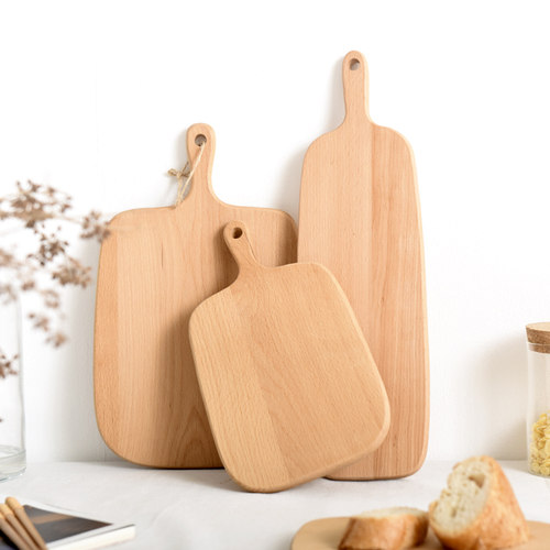 家用环保榉木实木菜板带柄面包板