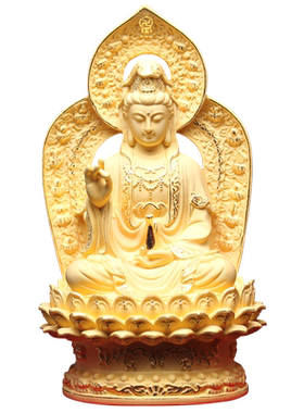 绒沙金观世音居家供奉工艺摆设