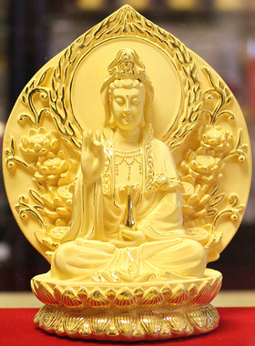 绒沙金观音菩萨商务贺礼家居装饰