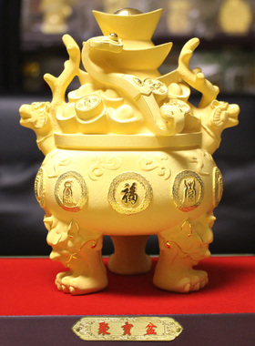 创意开业乔迁摆件商务绒沙金