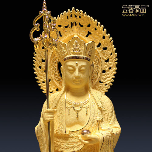 地藏王菩萨摆件九华山佛像绒沙金