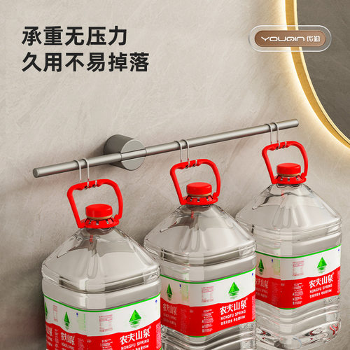 卫生间毛巾架免打孔挂毛巾杆极简轻奢网红枪灰色单杆浴室置物架子