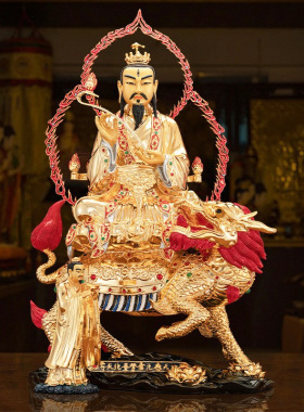 鎏金黄铜雷祖神像家用供奉九天应元雷神普化天尊雷公客厅店铺摆件