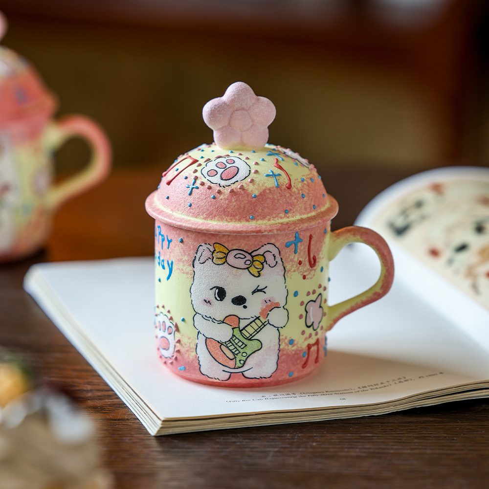 卡通可爱萌熊马克杯高颜值牛奶咖啡杯景德镇陶瓷喝水杯女生日礼物