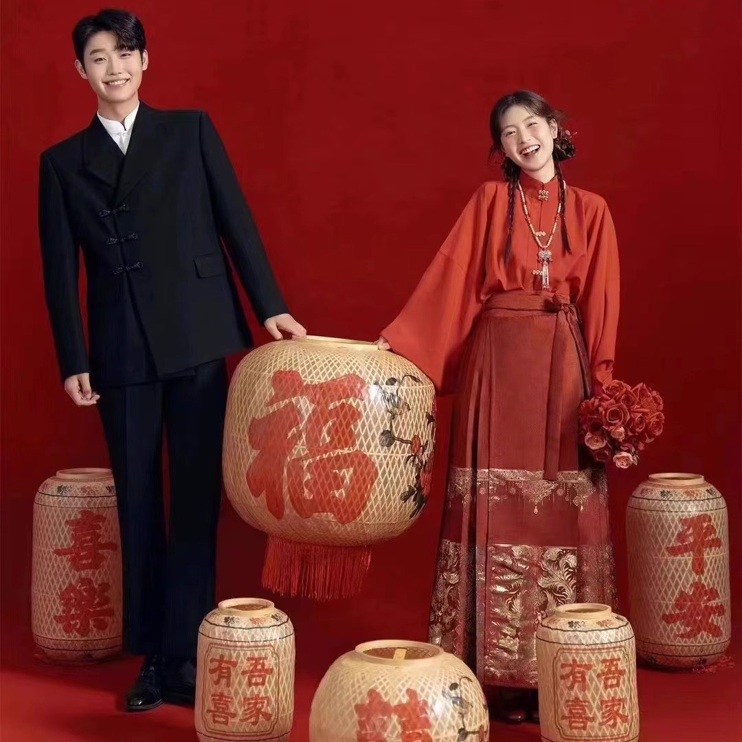 婚纱照道具古装竹编大灯笼摆件