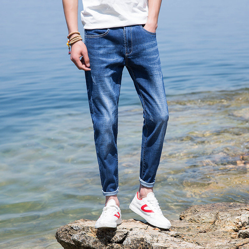 牛仔裤男2019夏季新品九分小脚休闲裤青春范学生潮百搭牛仔小脚在类目 男装, 休闲裤中 - 来自Buy2taobao.com提供专业的淘宝代购服务