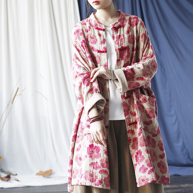 纯棉立领中长款中式外套