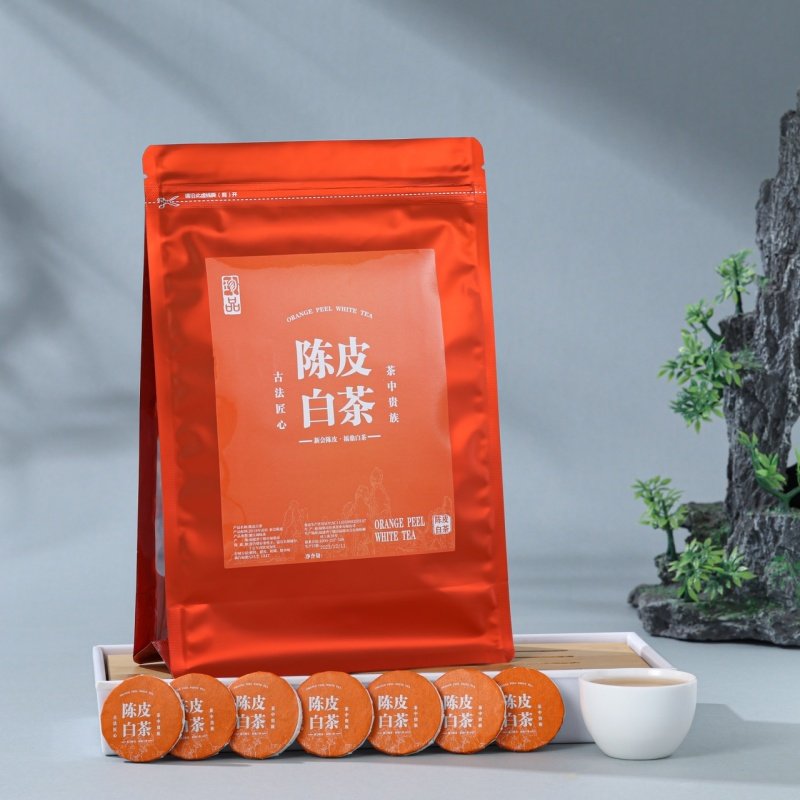 正宗陈皮白茶小圆片福鼎老白茶图片