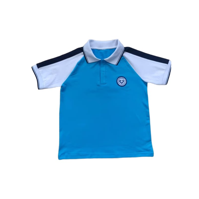 广州龙涛中小学生校服夏季短袖五分裤套装男女生polo衫班服图片