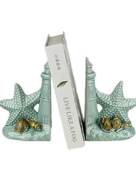 陶瓷灯塔陶瓷书挡摆件地中海风格