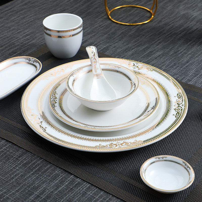 饭店陶瓷摆台酒店用品餐具四件套组合套装餐厅骨碟三件套火锅餐具
