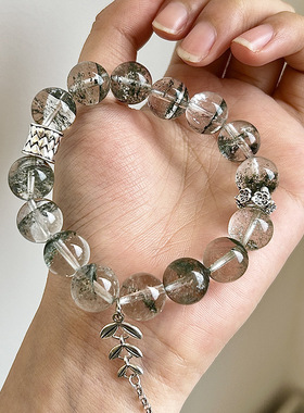 巧恩高品质绿幽灵手链女生天然水晶大颗粒串珠手串小众设计