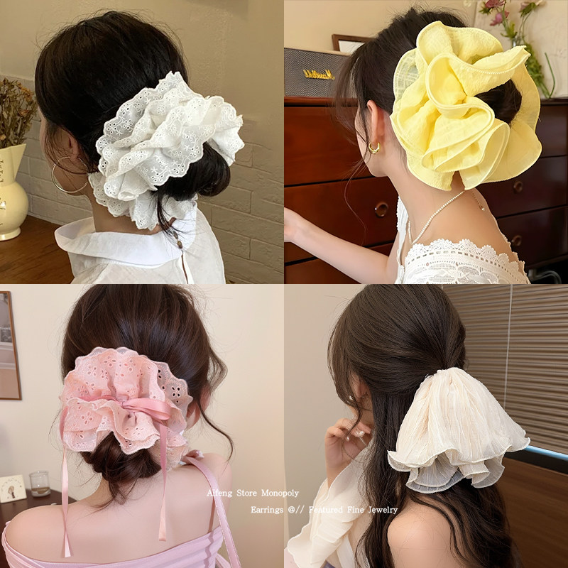 特别好看的白色蕾丝仙气大肠发圈超大头绳女丸子头慵懒风发饰皮筋,饰品/流行首饰/时尚饰品新,发饰,淘宝优惠券,粉丝福利购,淘宝优惠卷