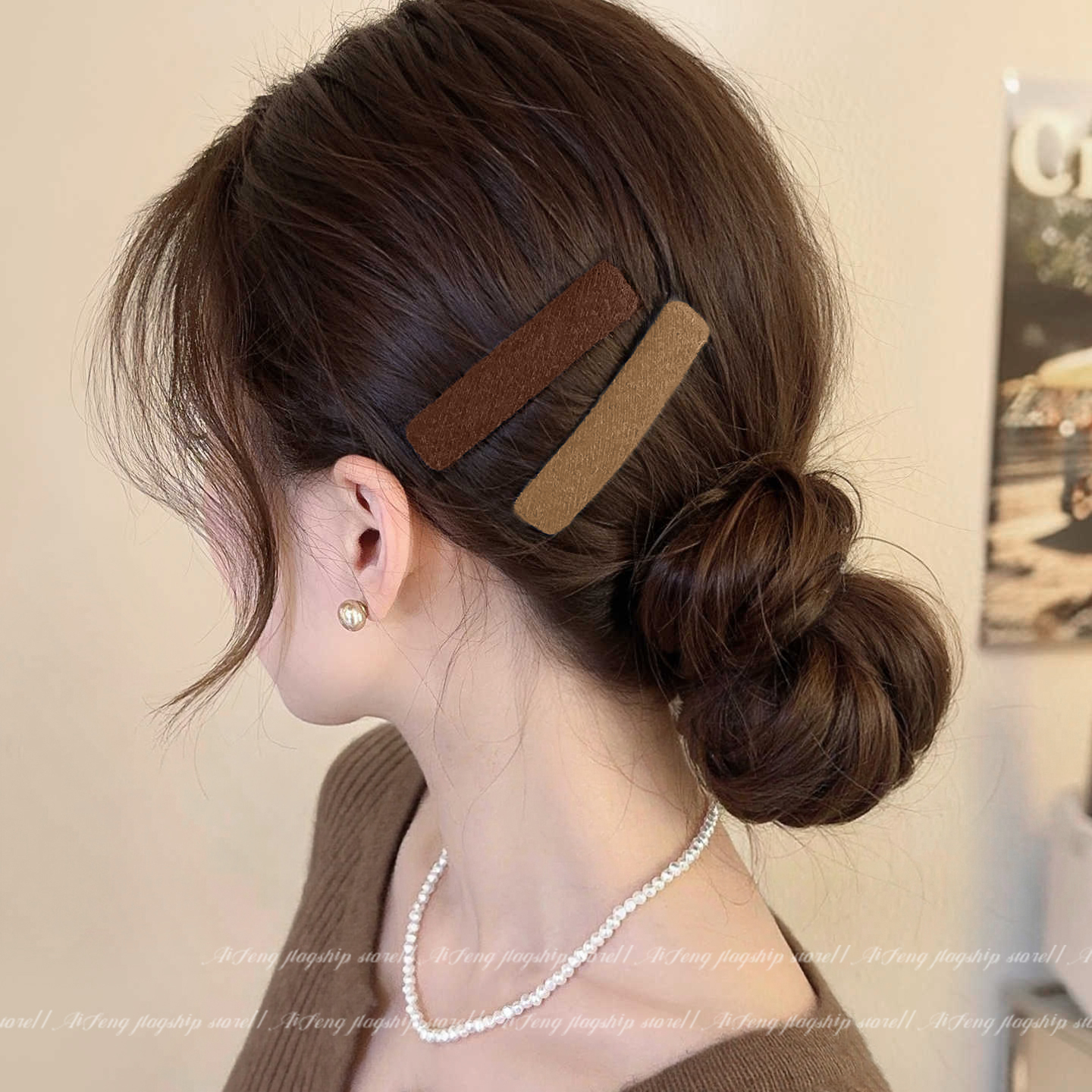 复古文艺毛呢发夹女秋冬