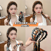 高颅顶编发头箍高级感洋气时尚 复古港风飘带发箍女款 2025新款 发卡