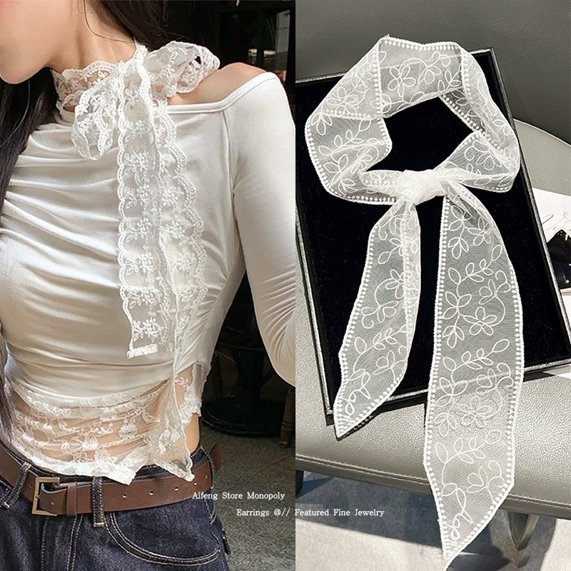 蕾丝花边丝巾女2025新款裤腰带丝带系脖配饰装饰围脖配牛仔裤裤带