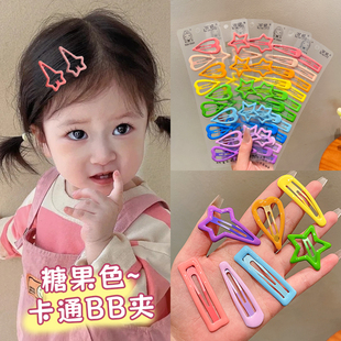 嬰兒邊夾寶寶前額劉海碎發(fā)BB夾可愛(ài)一字夾 糖果色兒童側(cè)邊發(fā)夾新款