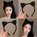 不勒头压发发卡头饰 头箍2025新款 可爱毛绒猫耳朵洗脸发箍女款 冬季
