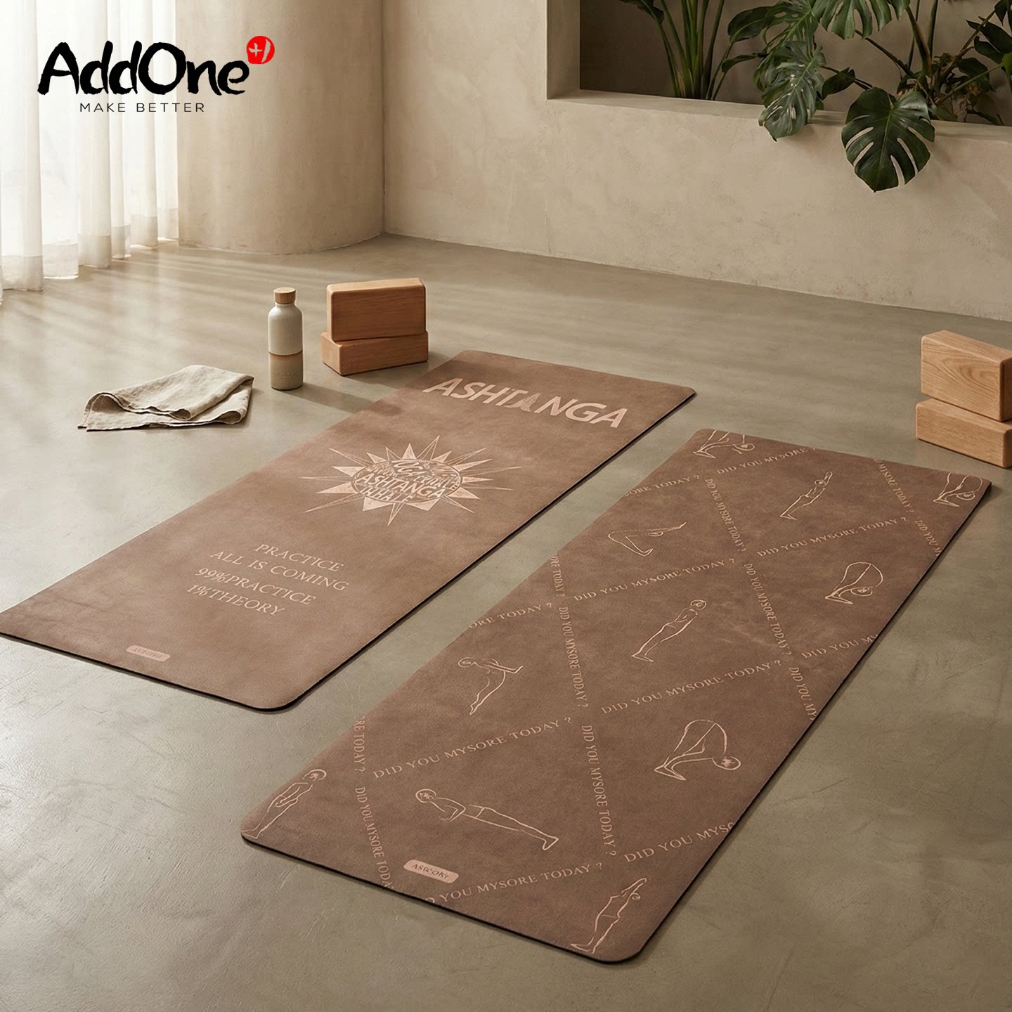 AddOne+1 阿斯汤加专属原创设计瑜伽防滑吸汗瑜伽铺巾便携超薄款