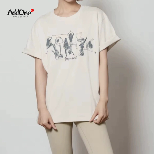 AddOne+1瑜伽girl专属原创小众设计Oversize宽松版短袖T纯棉