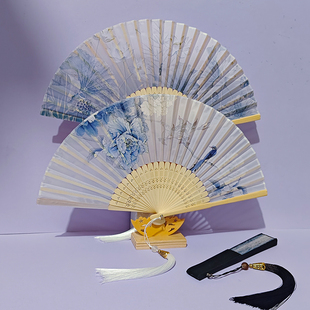 古风扇子折扇中国风汉服女士旗袍舞蹈儿童学生随身折叠礼品小竹扇