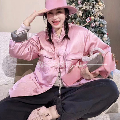 国风盘扣缎面加厚保暖女款羽绒服