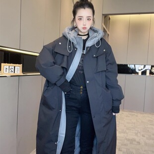 【现货】两面穿冲锋衣羽绒服女2025新款冬外套连帽长款派克服上衣