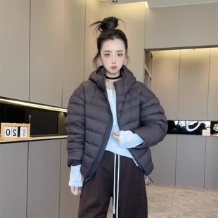 短款排骨羽绒服女2025新款冬季外套韩版纯色连帽保暖上衣欧洲站潮