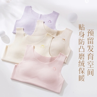 少女保暖背心青少年圆领卡通内穿马甲小初中生女童大童内搭打底款