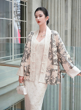 澄渔高定【玺玥】新中式超顶满幅绣钻高支苎麻重工刺绣西装外套