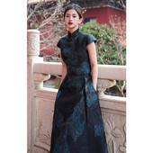 澄渔高定 真丝鎏金刺绣斜襟旗袍上衣半身裙套装 凤鸾金麟 新中式