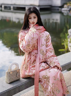 澄渔高定新中式鎏金丝绒羽绒服