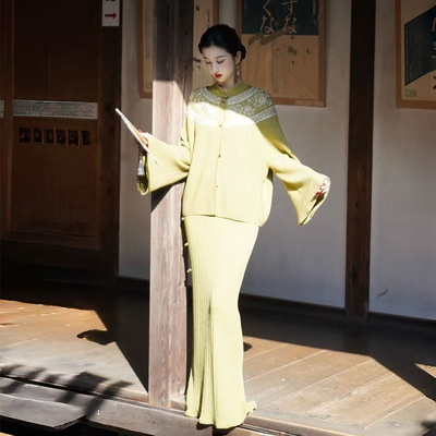 澄渔高定新中式开衫旗袍连衣裙