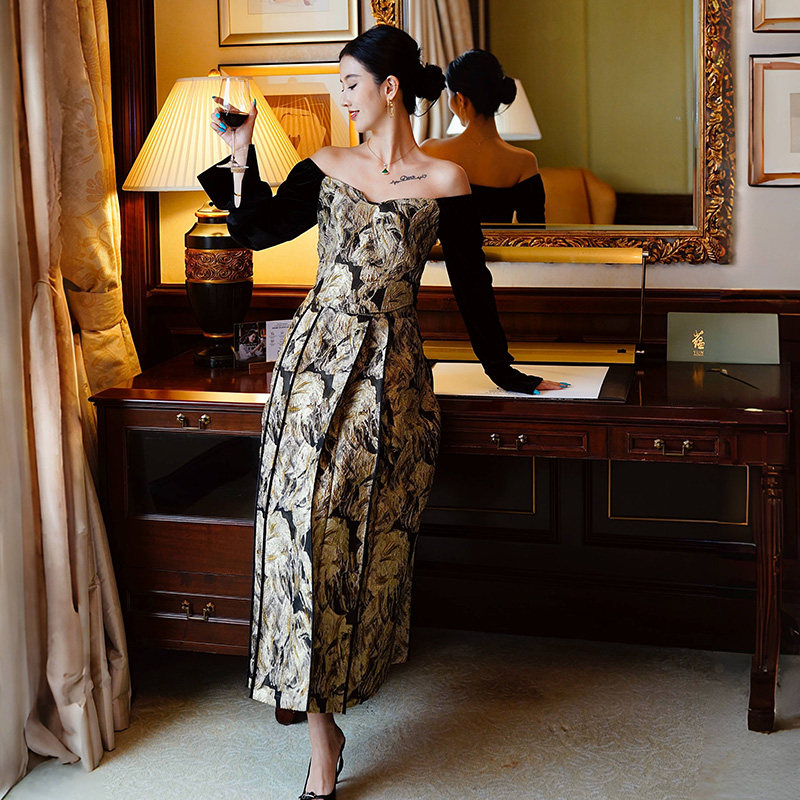 丝绒提花上衣马面裙半身裙套装