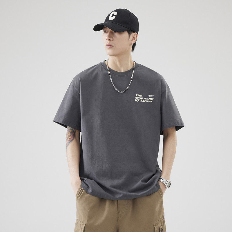 高级感美式重磅纯棉短袖T恤男2025夏季新品宽松休闲潮牌上衣半袖