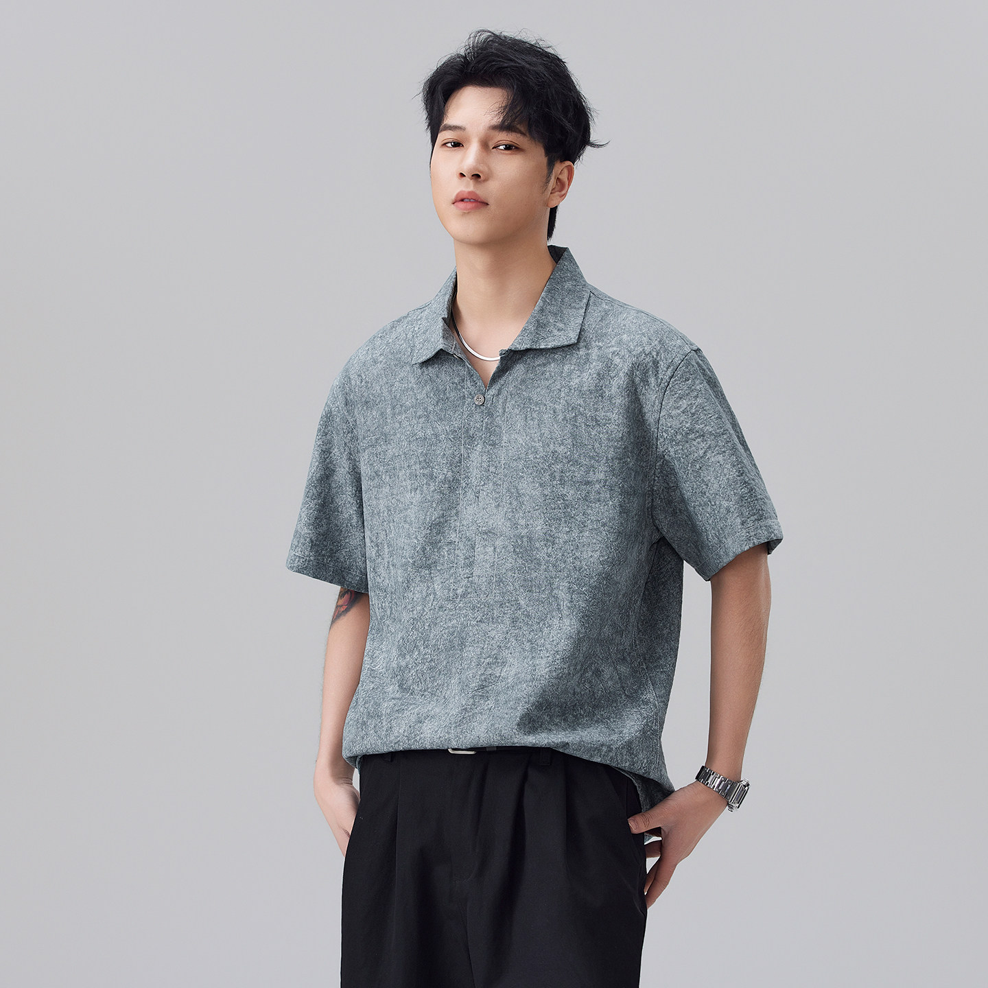 潮牌海鸥领Polo衫男2026夏季新款老钱风休闲翻领短袖痞帅半袖上衣