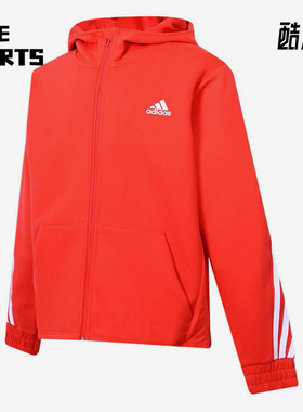 Adidas/阿迪达斯正品秋季新款大童运动保暖休闲连帽外套H07316
