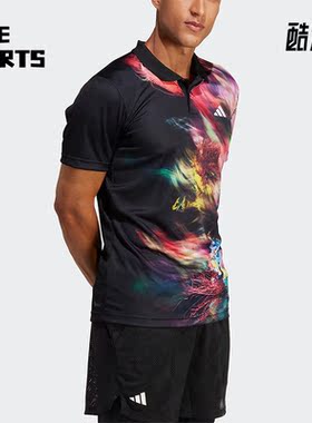 Adidas/阿迪达斯正品新款男子休闲透气运动短袖翻领T恤HT7215