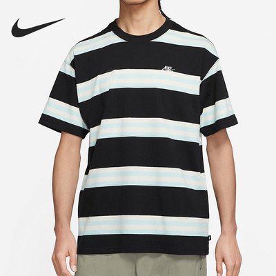 耐克正品男子刺绣logo条纹短袖