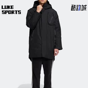 Adidas/阿迪达斯正品三叶草中长款男子休闲连帽羽绒服HS9469