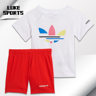 阿迪达斯正品 套装 年夏季 婴童休闲运动短袖 H25228 新款 Adidas