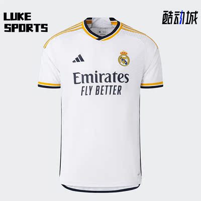 Adidas/阿迪达斯正品皇马球员版主场足球男子运动短袖IA5139